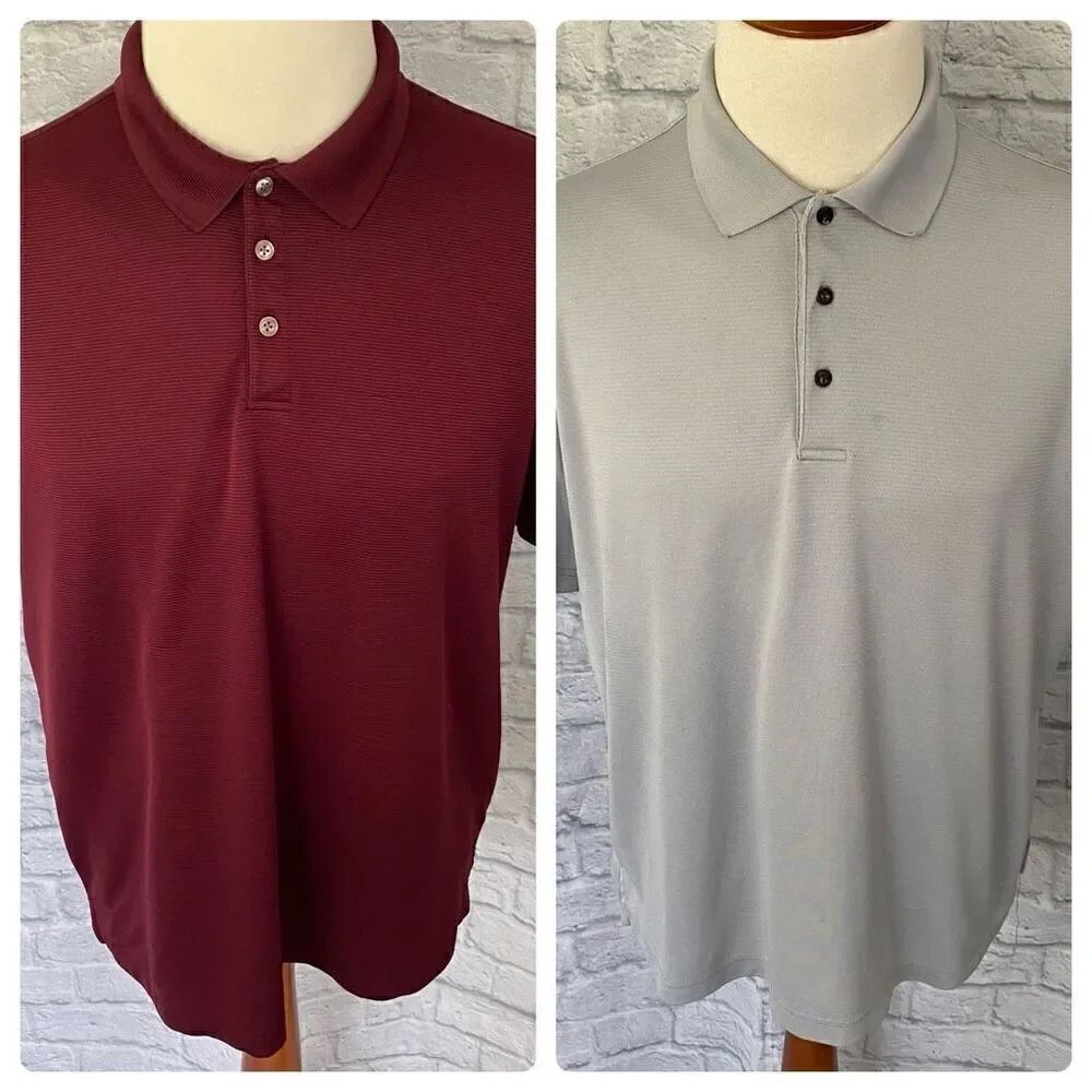 Van Heusen & Ben Hogan men XL Dri Fit short sleeve polo shirts burgundy & grey